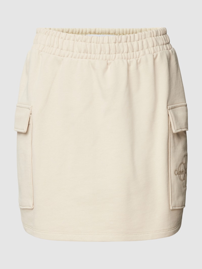 Minirock mit Label-Stitching Modell 'EMBROIDERED' in sand