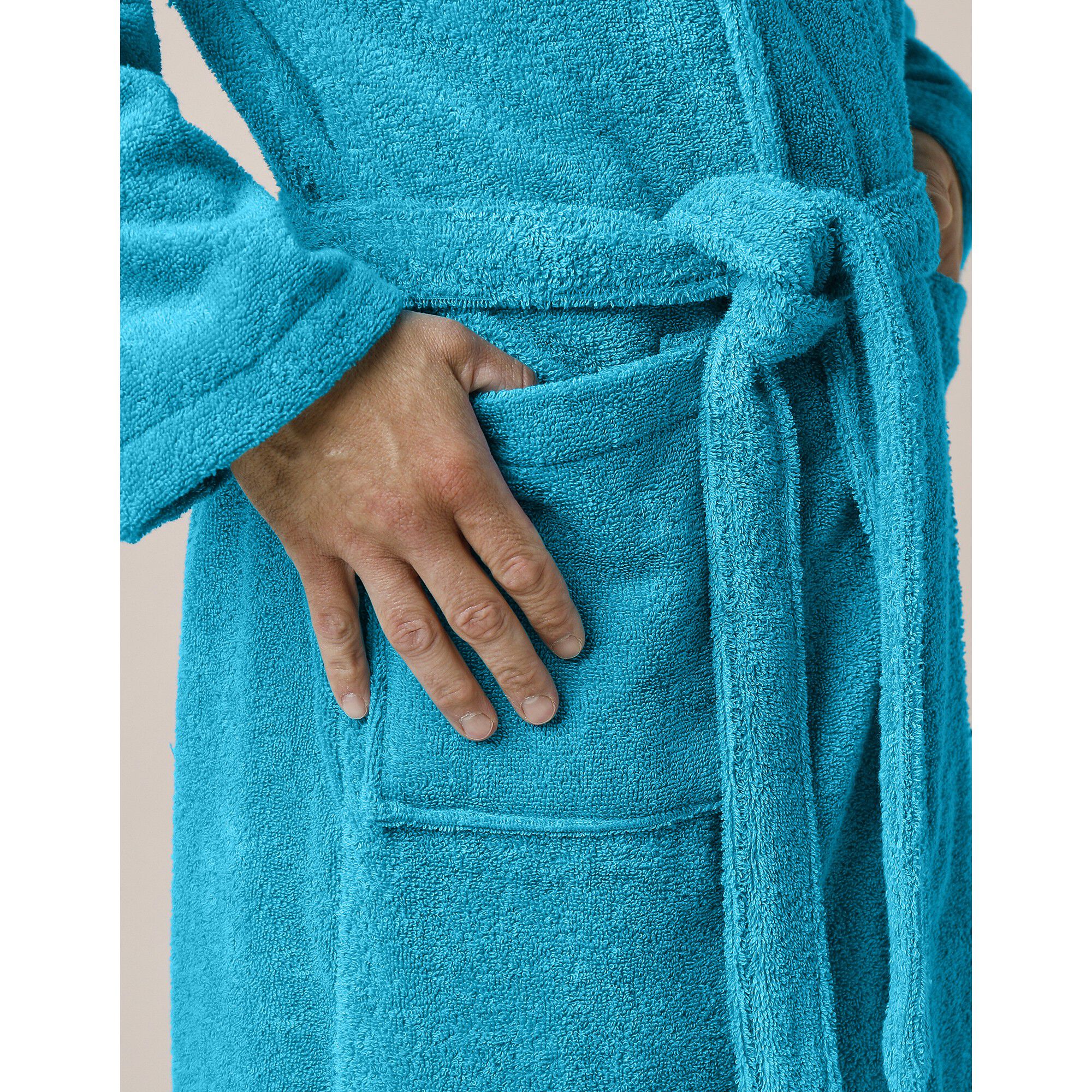 Peignoir mixte adulte éponge bouclette col châle personnalisable