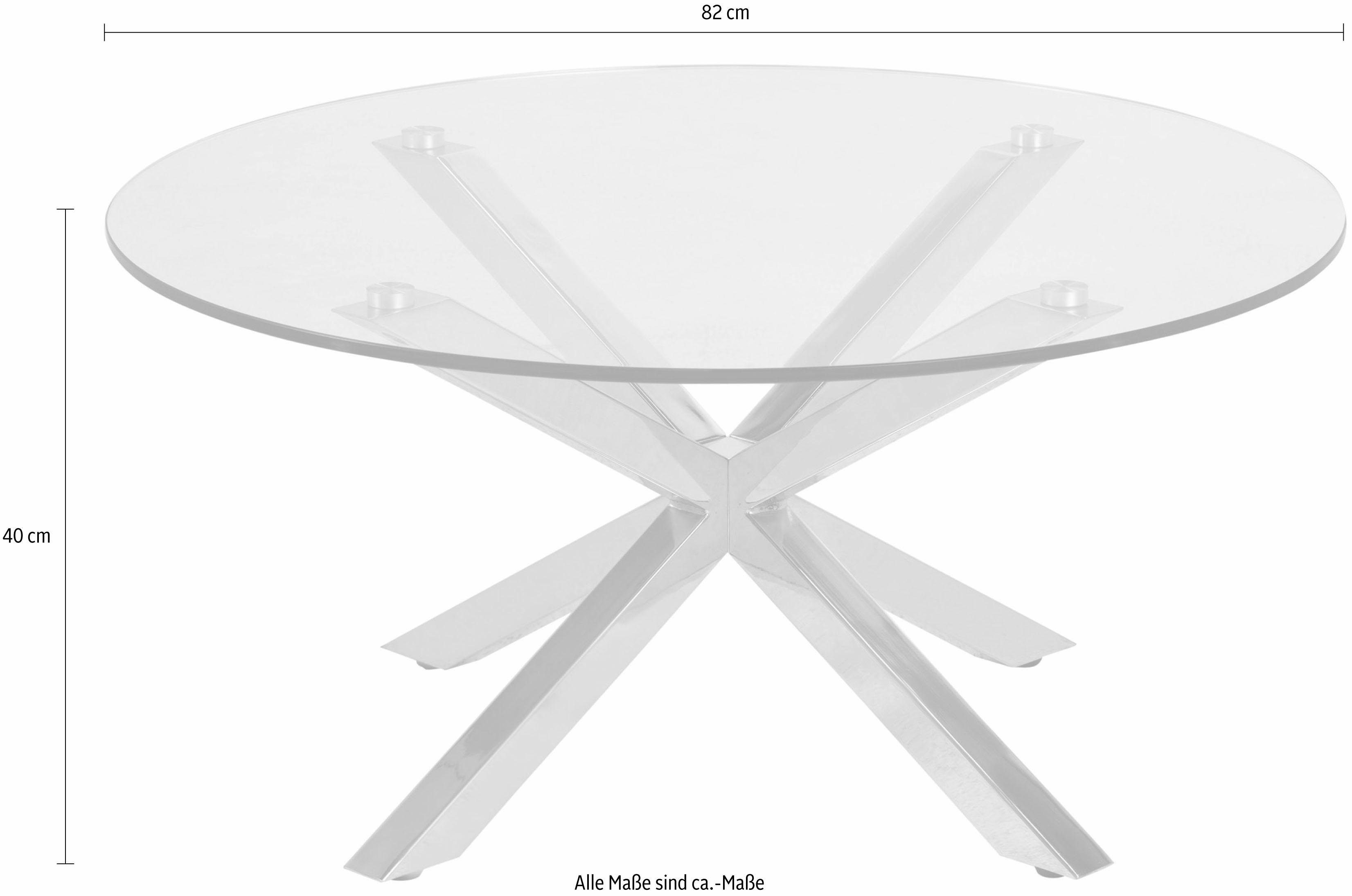 ACTONA GROUP Couchtisch Hanna, mit Glastischplatte aus klarem Glas und Chrom Gestell