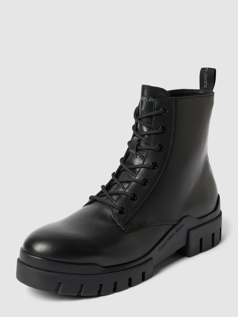 Boots aus Leder mit Label-Details Modell 'COMBAT' in schwarz