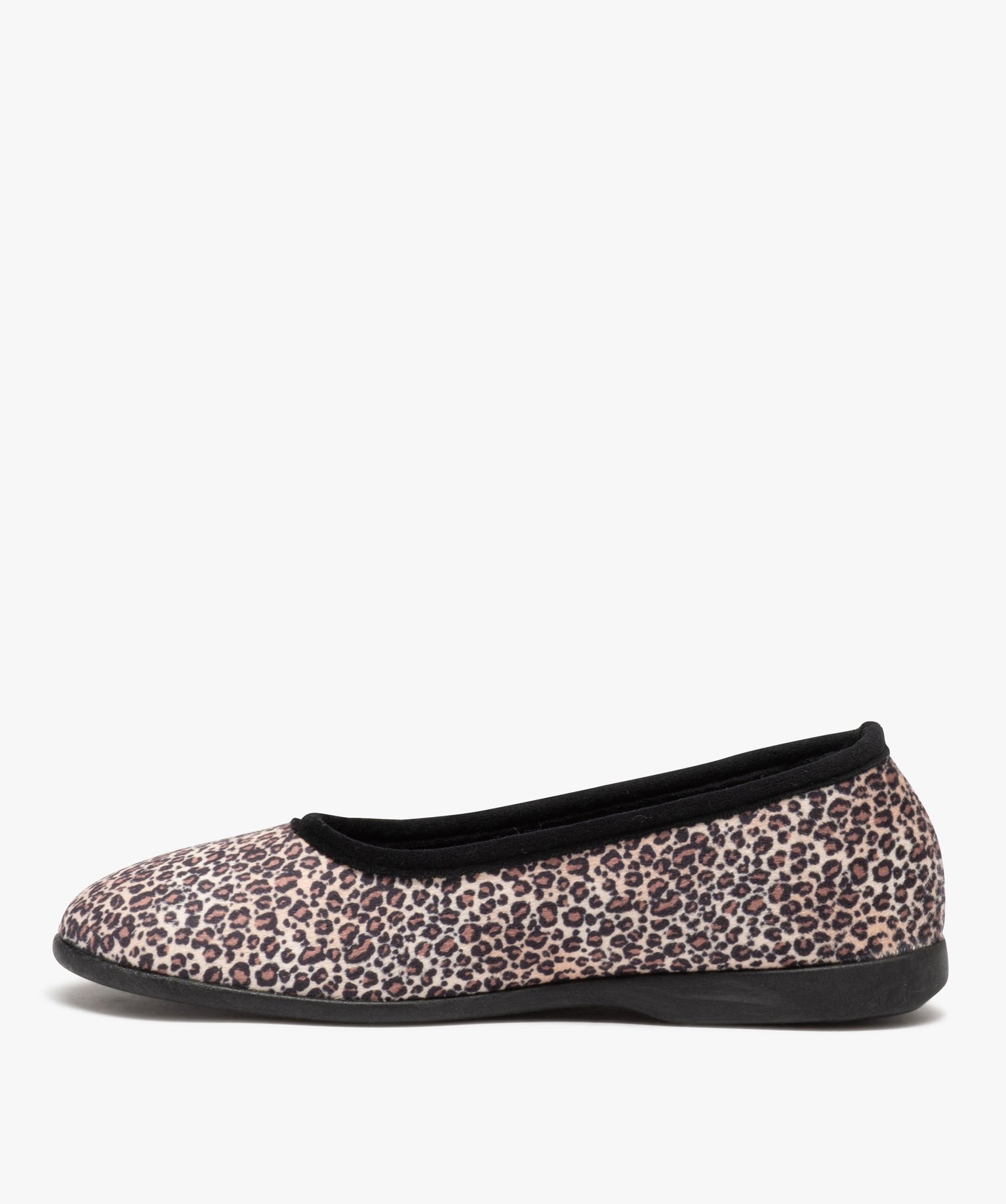 Chaussons femme ballerines en velours léopard imprime | GEMO