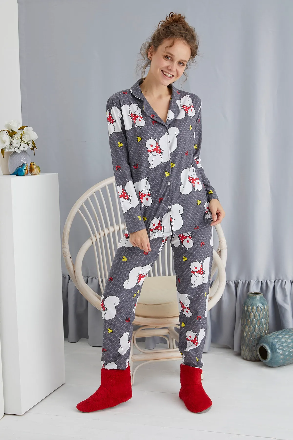 STRAWBERRY  Pyjama-Set mit Knöpfen
