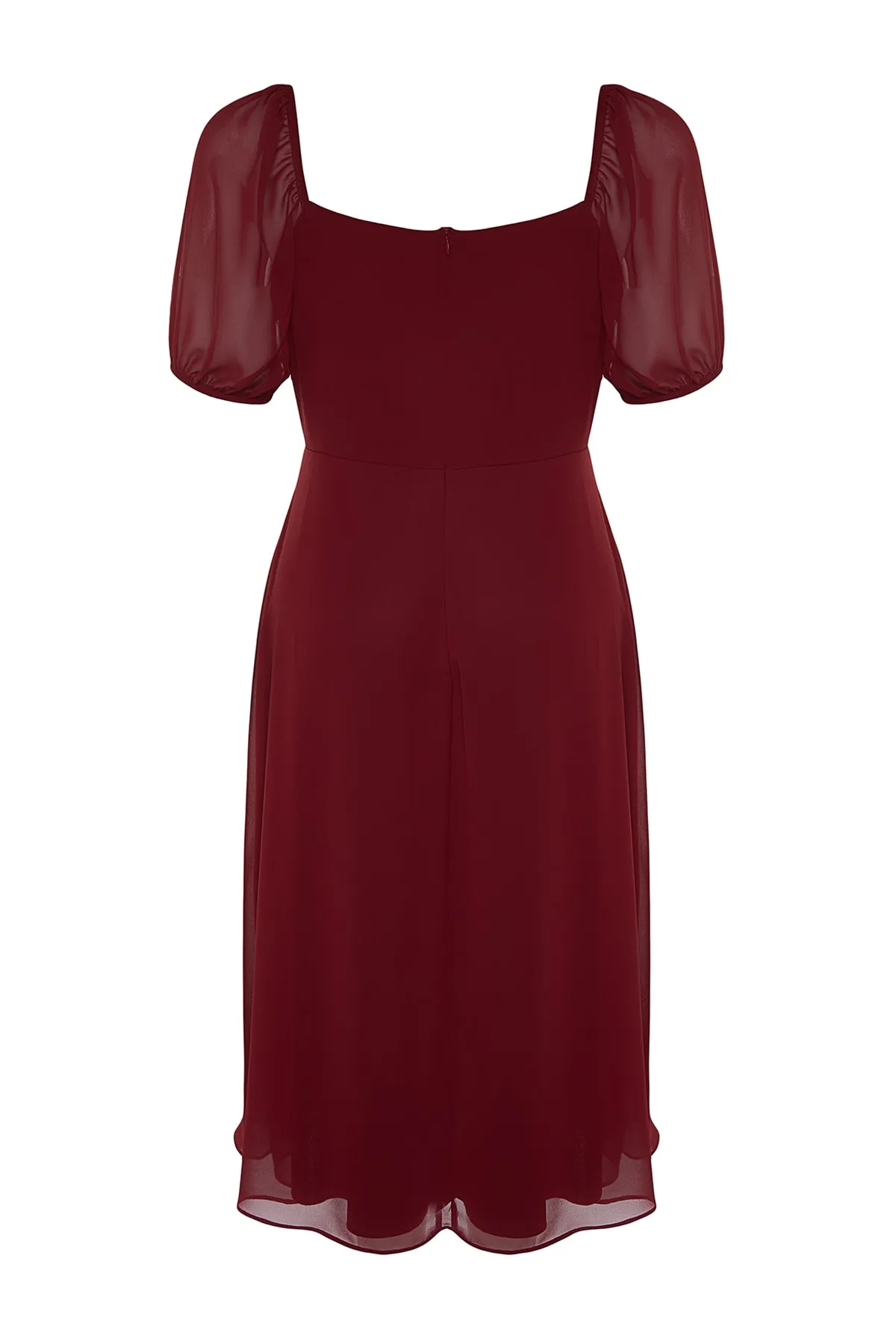 Trendyol Curve  Burgunderrotes gewebtes Kleid mit Schlitz TBBSS22AH0012