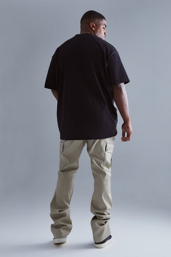 Plus Skinny PU-Schlaghose
