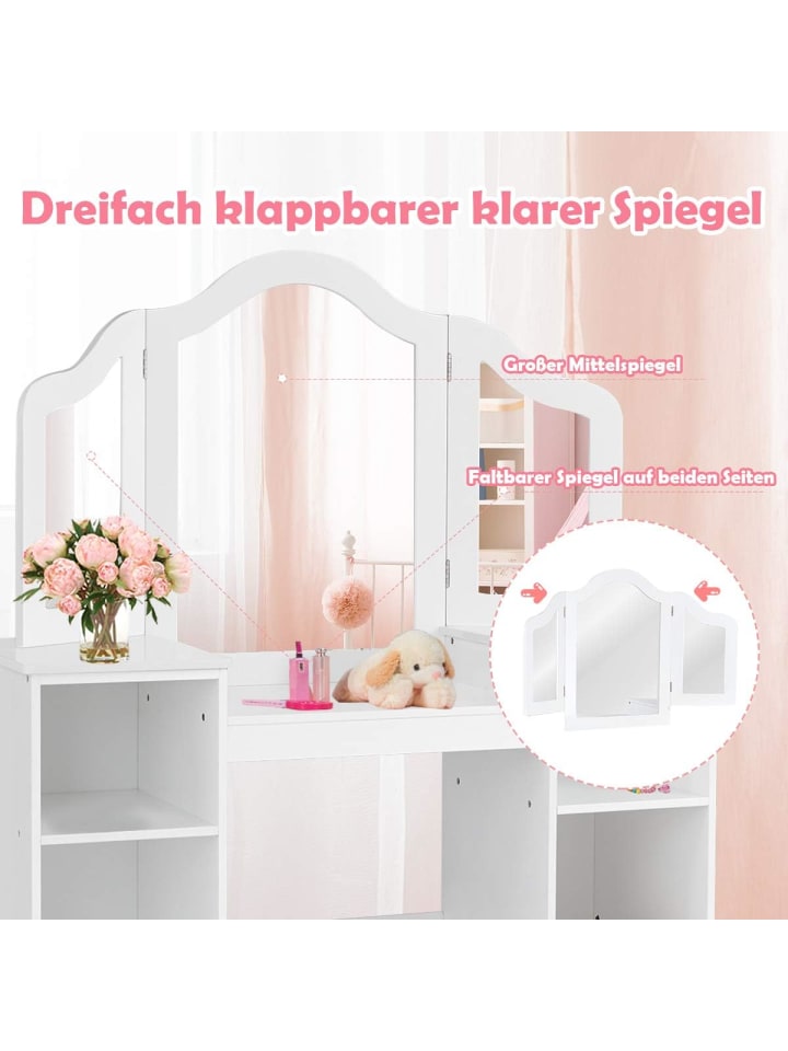 COSTWAY 2 in 1 Schminktisch in Weiß günstig kaufen 40 cm
