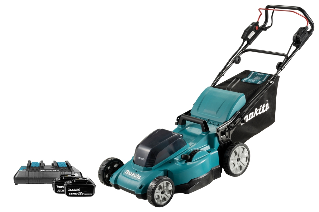 Makita DLM481PT2 akumulatorska kosilnica z napajanjem 48 cm, 2 x 18 V 5,0 Ah litij-ionska baterija