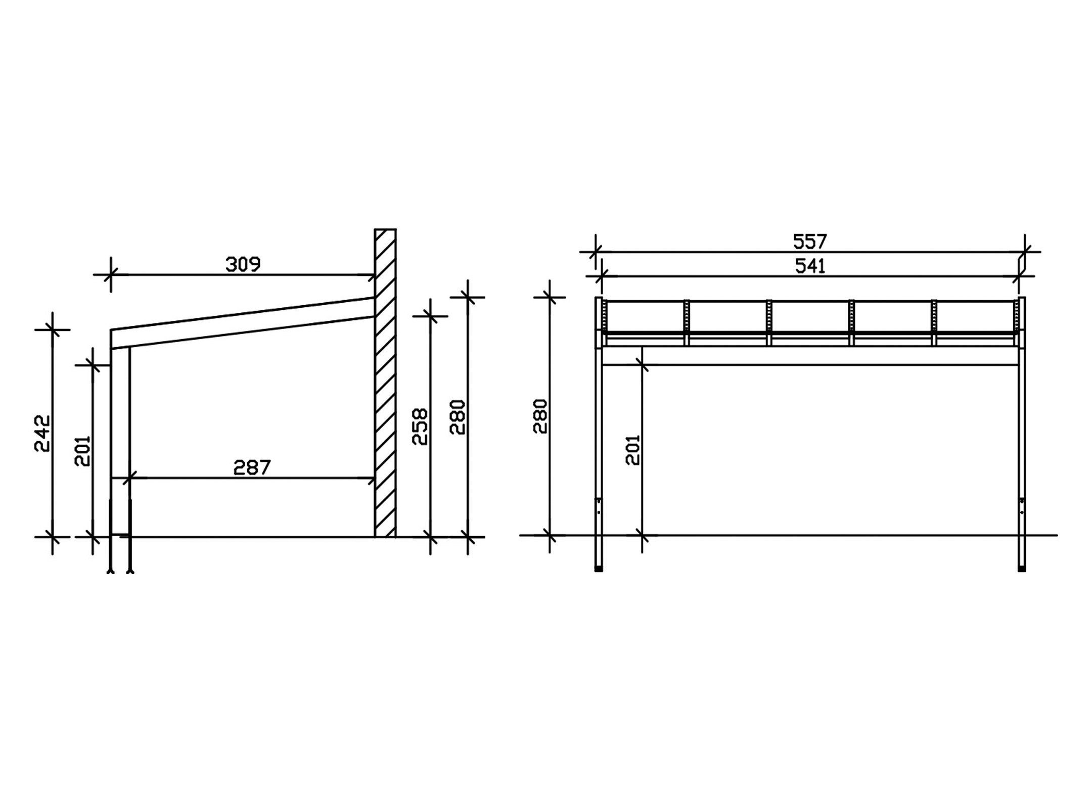 Skanholz Terrassendach Novara, BxT: 557x309 cm, Bedachung Doppelstegplatten, BxT: 557x309 cm