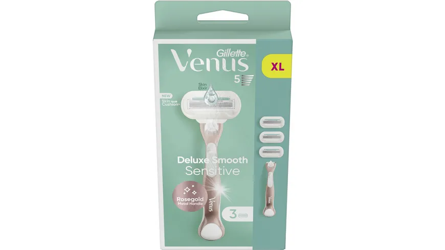 Gillette Venus Klingen + Rasierer Deluxe Smooth Sensitive Rosegold