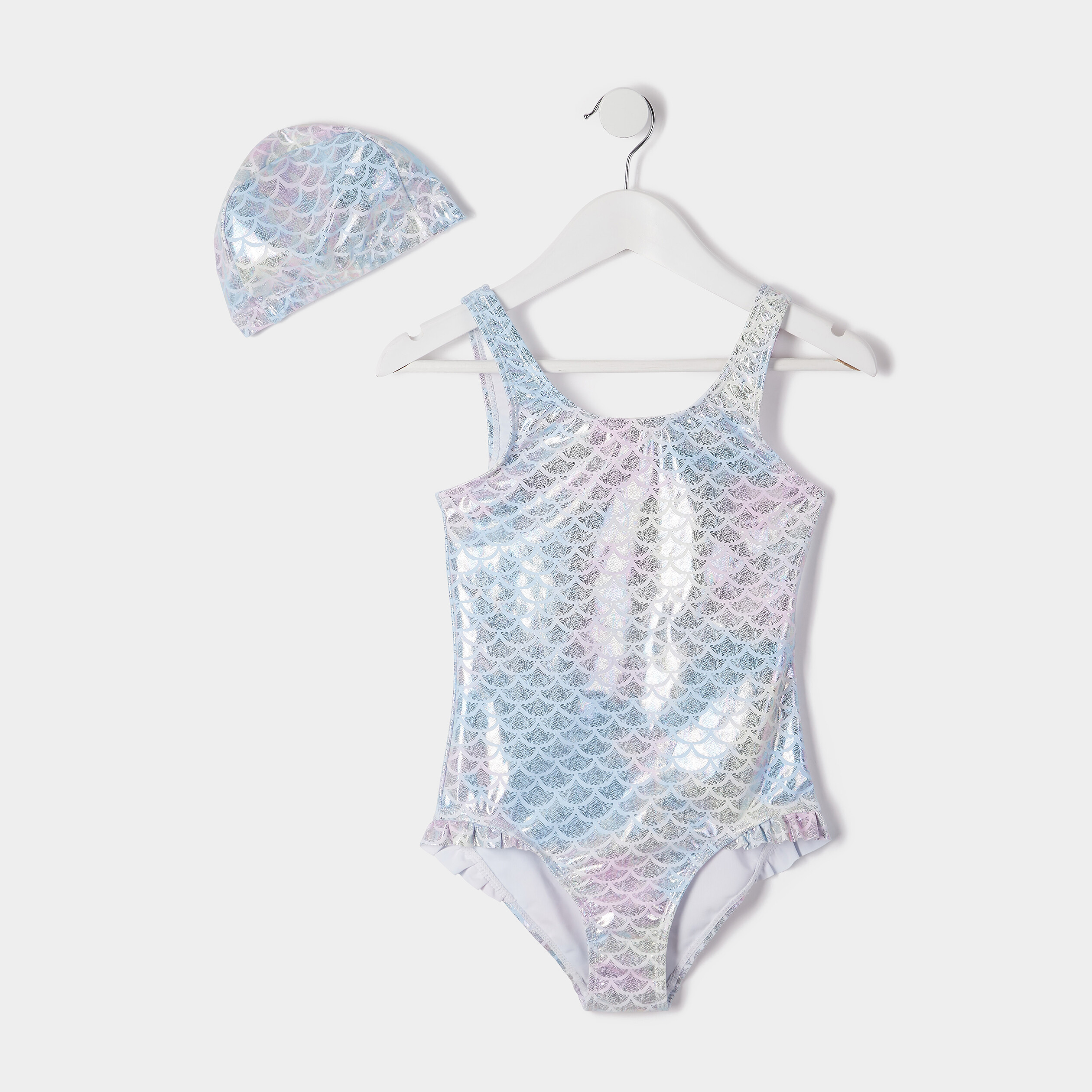 Maillot de bain une pièce avec bonnet parme fille | La Halle