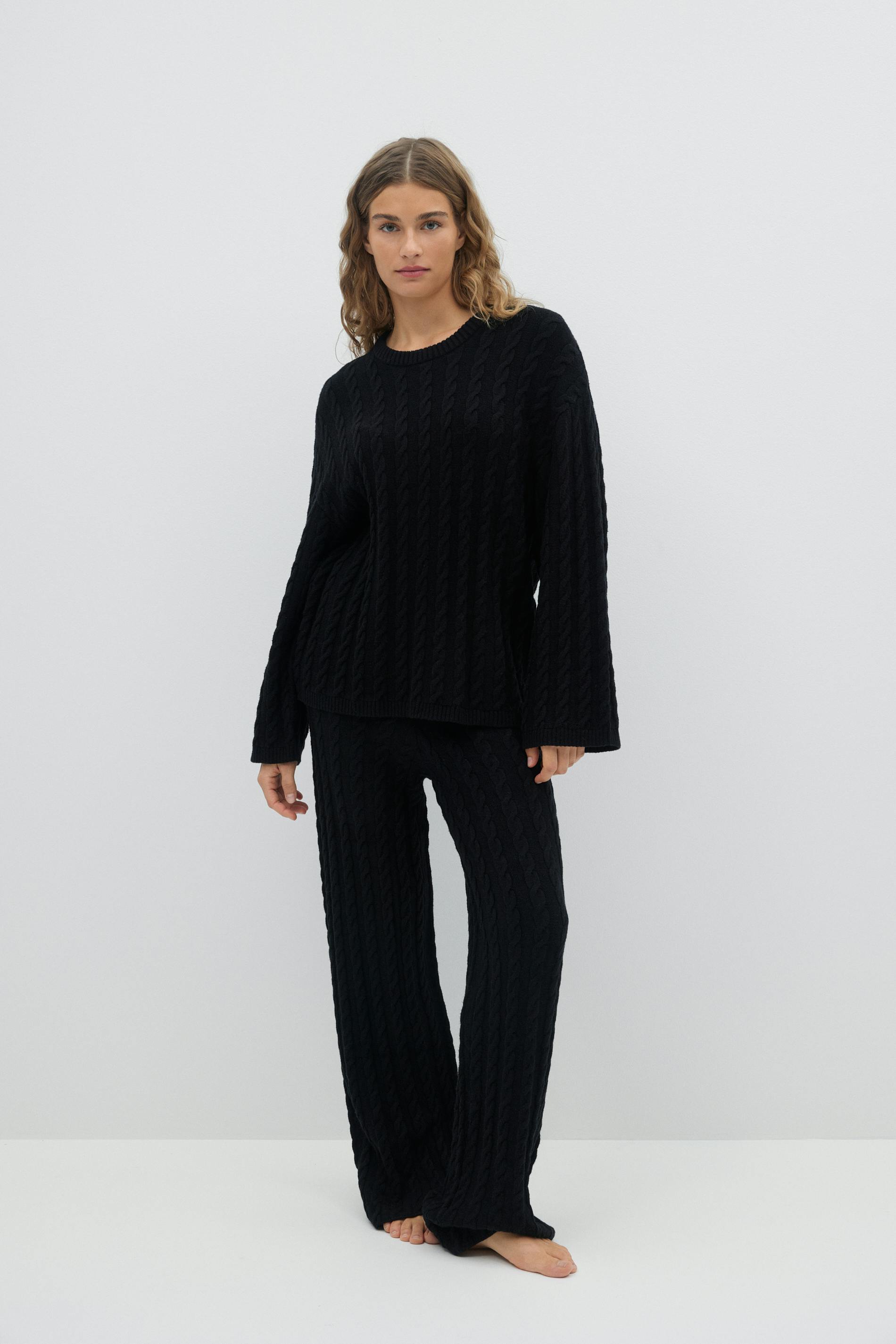 Knitted cable sweater