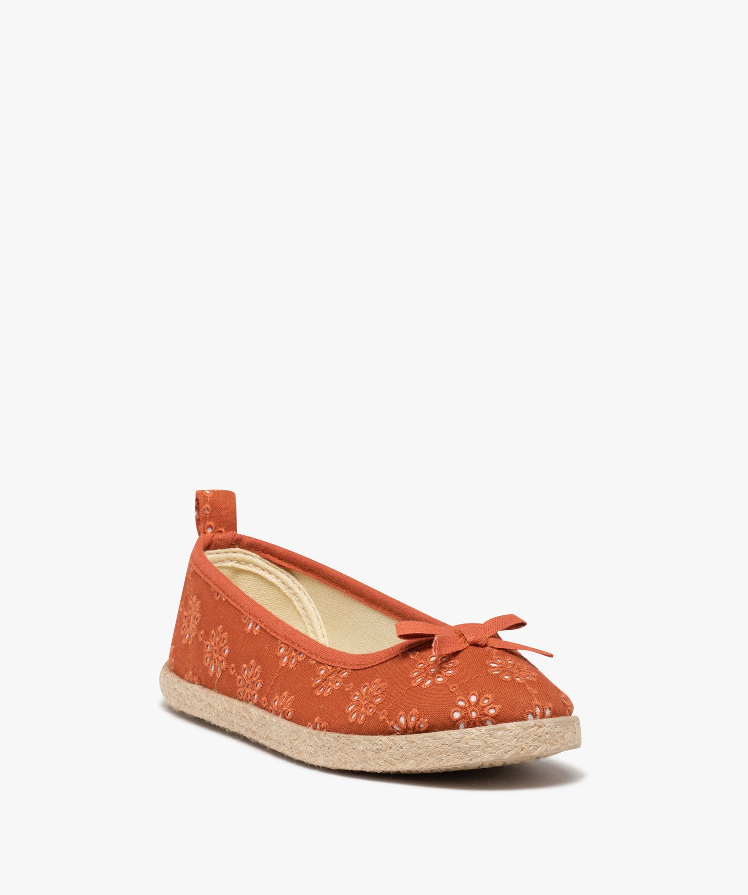 Ballerines fille dessus toile et semelle corde rouge | GEMO