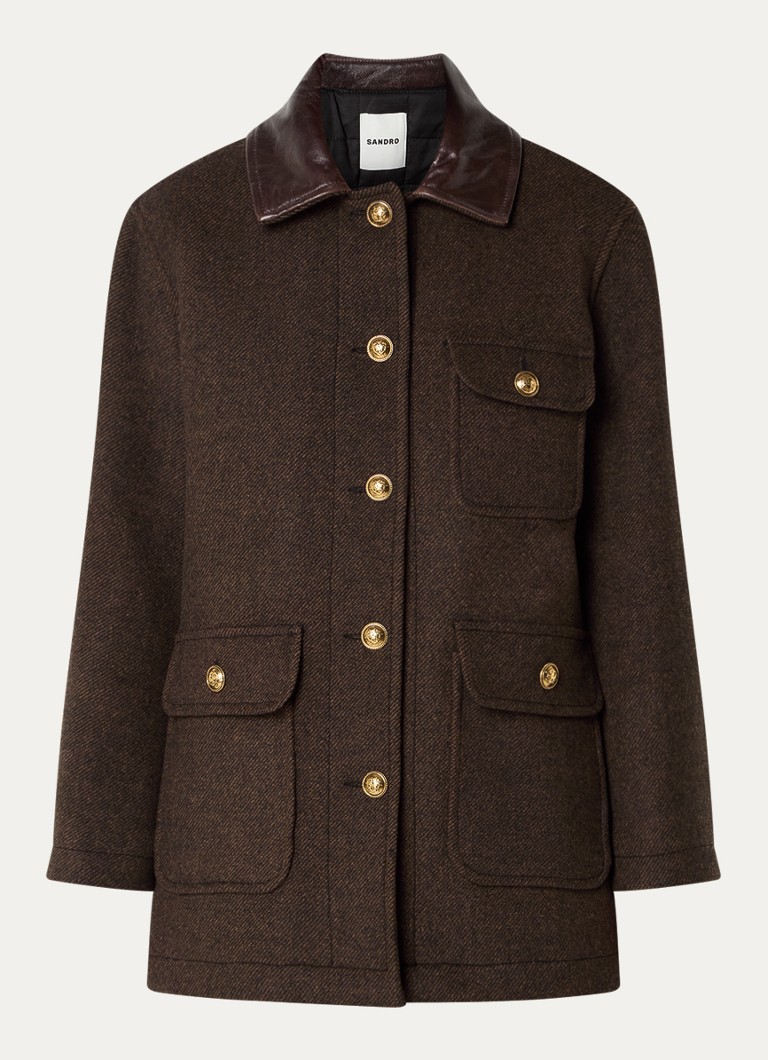 Sandro jacket in wool blend with patch pockets