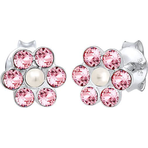 Elli Ohrringe Kinder Blume Floral Kristall 925 Silber