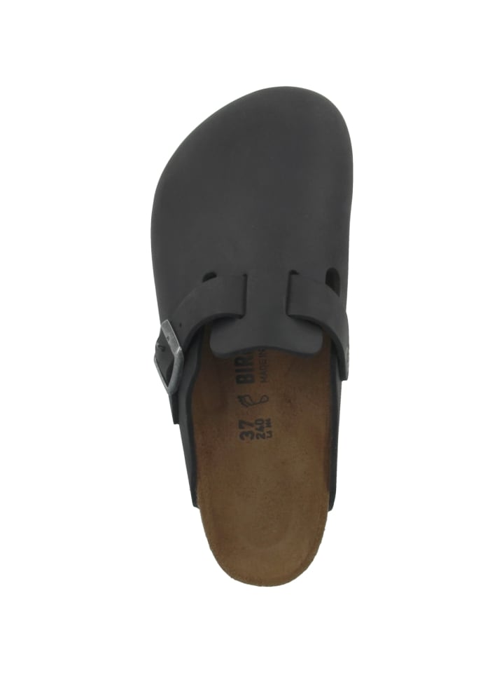 Birkenstock Clogs Boston Geöltes Nubukleder schmal in schwarz günstig kaufen