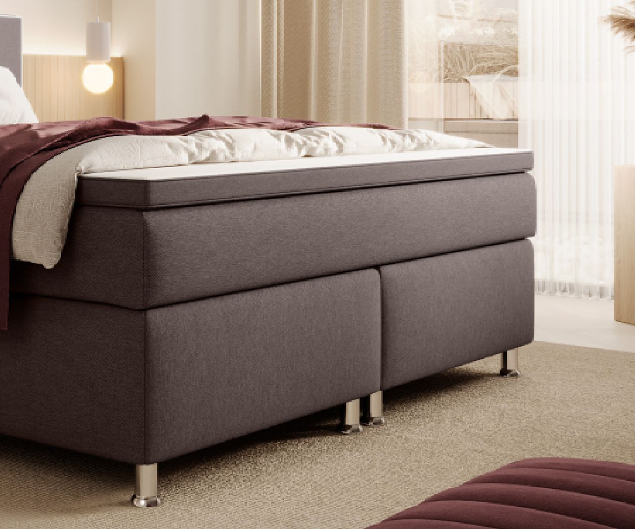 IHG Boxspringbett Gent 180x200cm Braun Taschenfederkern