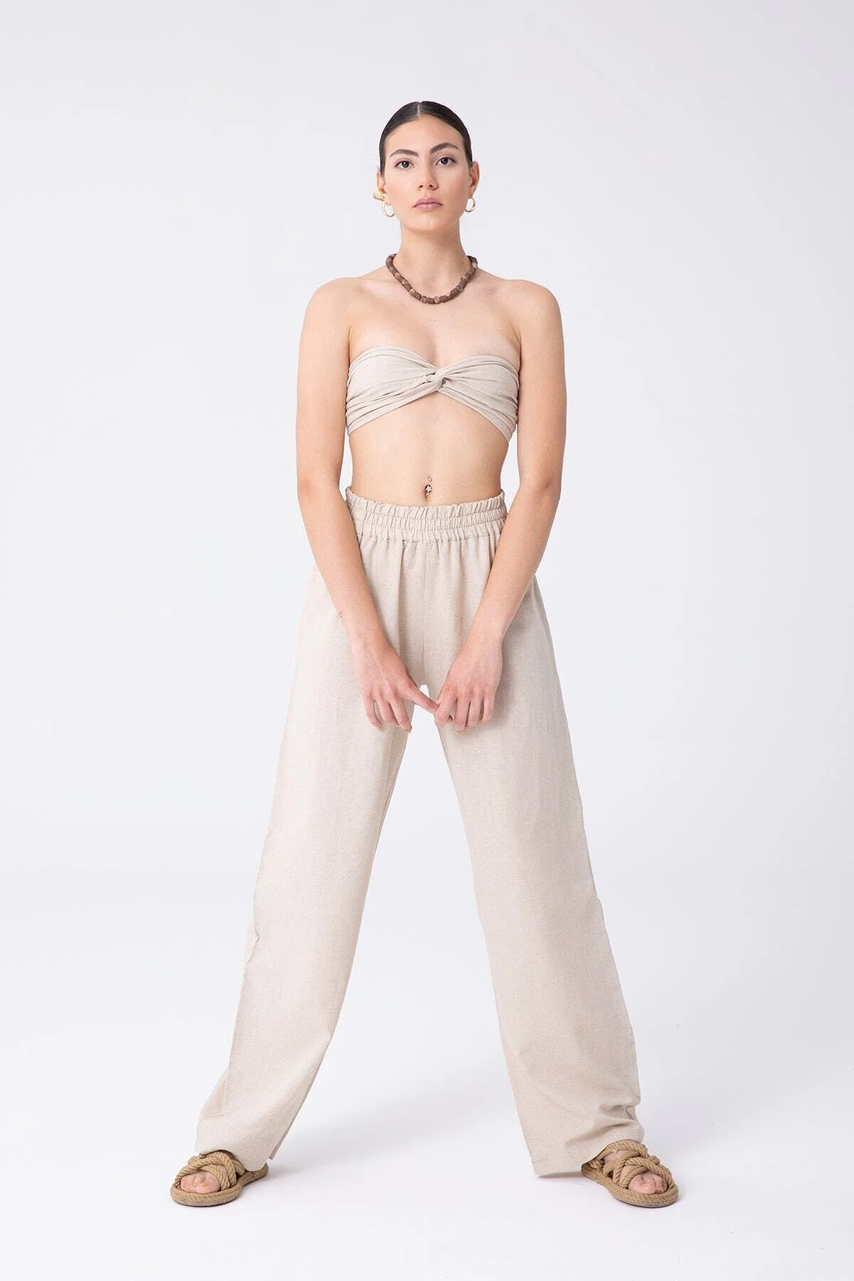 SHEISMONO  Hose - Beige - Wide Leg