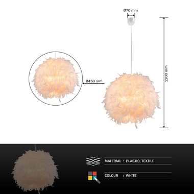 Globo Hängeleuchte GLOBO Hängeleuchte Schlafzimmer Pendelleuchte Wohnzimmer Hängelampe, Federlampe, weiß, rund, modern, ohne Leuchtmittel, Lichtfarbe ist abhängig vom Leuchtmittel, Pendellampe, Esszimmer, Küche, Flur