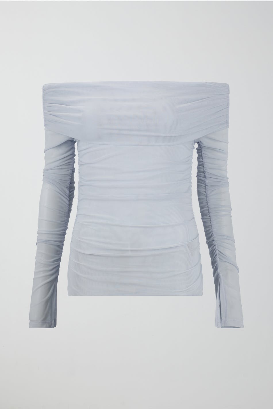 Ruched offshoulder mesh top