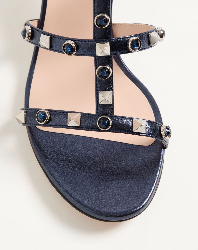 Rockstud Slidesandaler i lamineret nappa med 60 mm cabochon