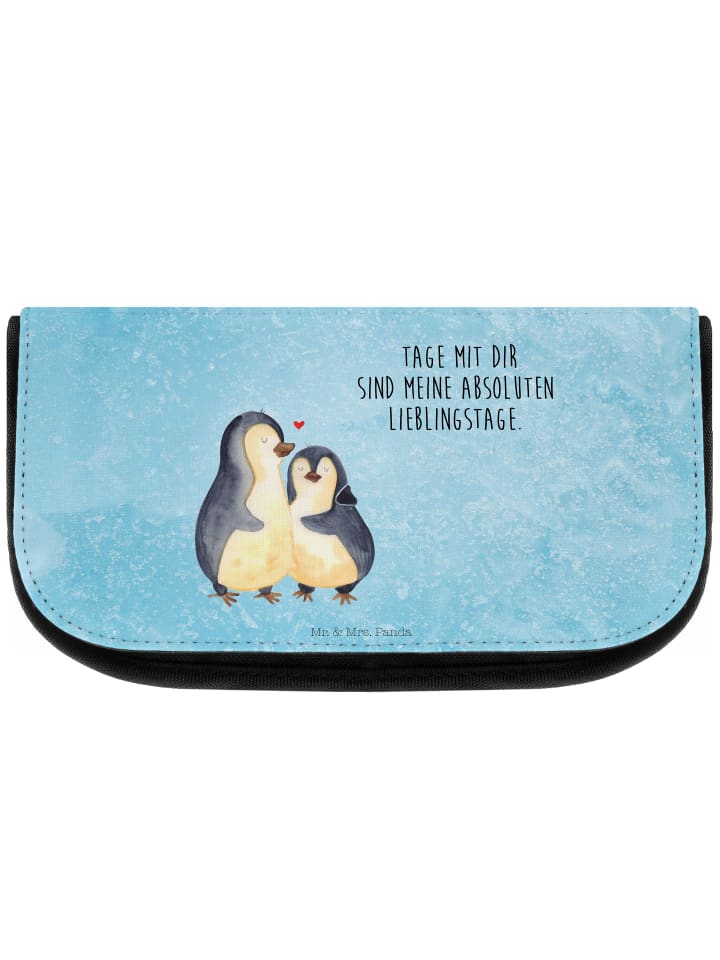 Mr. & Mrs. Panda Kosmetiktasche Pinguin umarmen mit Spruch in Eisblau günstig kaufen onesize