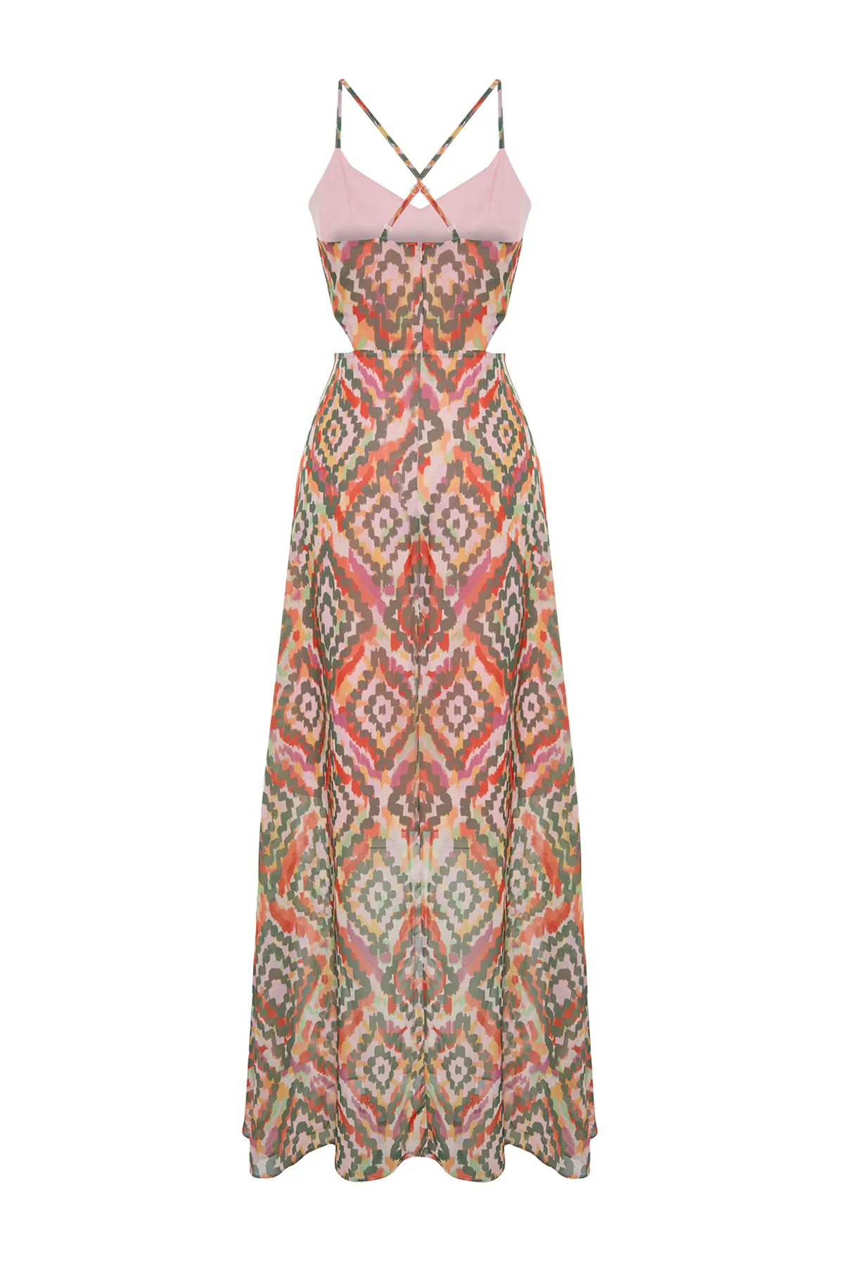 Trendyol Collection  Smaragdgrünes A-Linien-Maxikleid mit gefüttertem Fenster/Ausschnitt und detailliertem Blumendruck TWOSS20EL1270