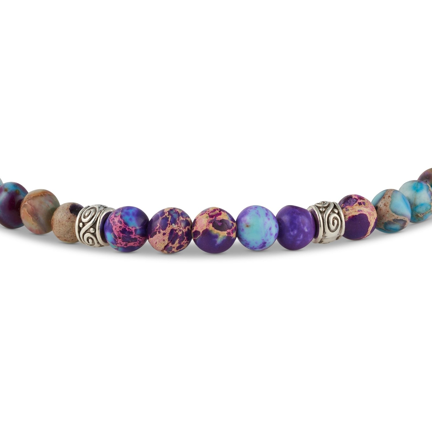 Yoga Armband - Jaspis Edelstein Perlen Blau mit Infinity Perlen