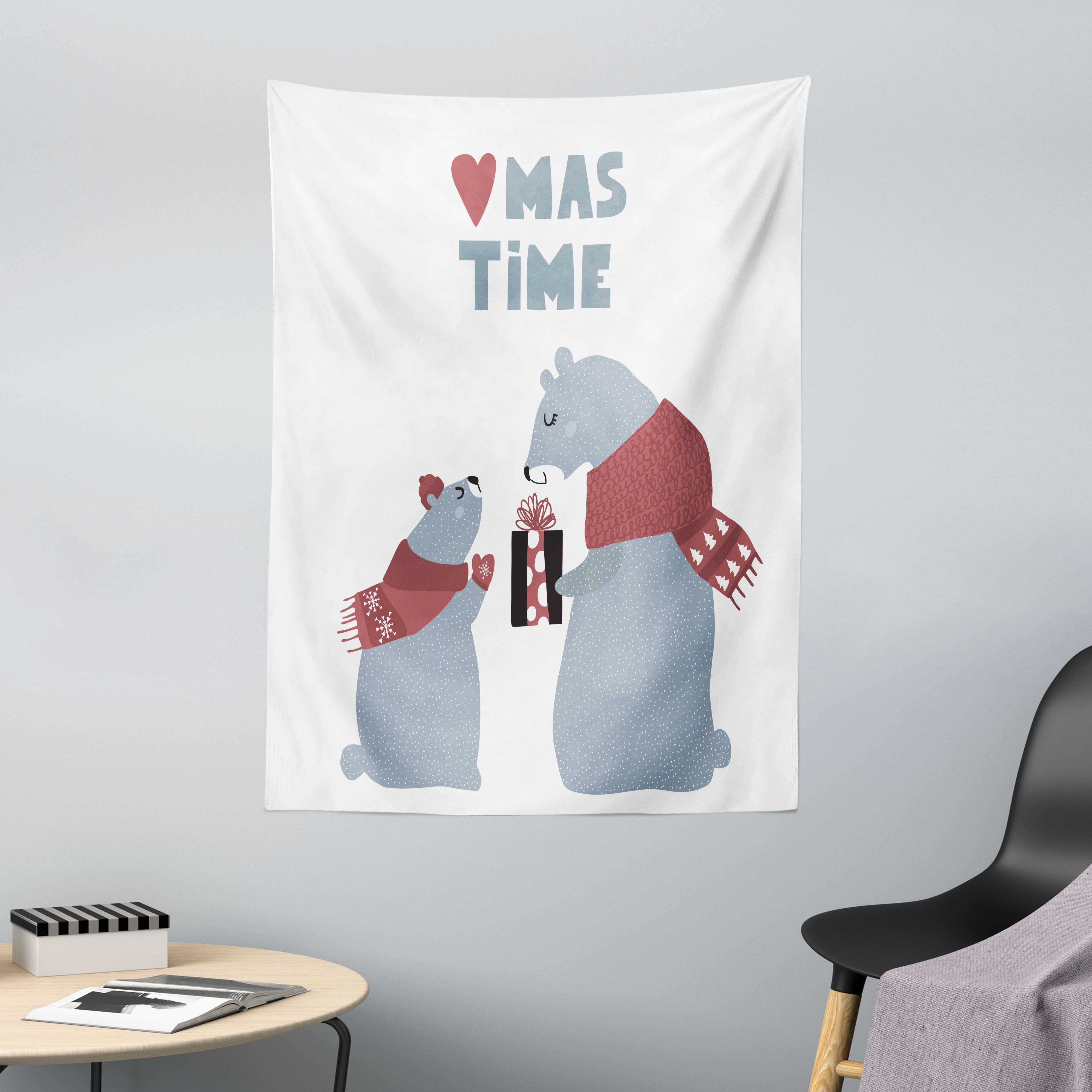 Wandteppich aus Weiches Mikrofaser Stoff Für das Wohn und Schlafzimmer, Abakuhaus, rechteckig, Eisbär Anwesend Mom Weihnachten