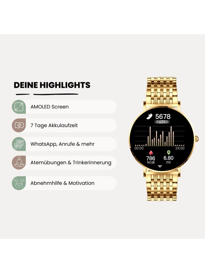 XCOAST Smartwatch  SIONA 2 Elegance Gold günstig kaufen onesize