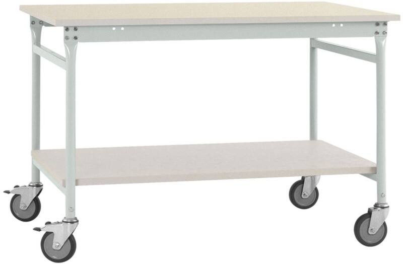 Manuflex Beistelltisch Mobil Basis Kunststoff Hellgrau 1.250 x 600 x 850 mm