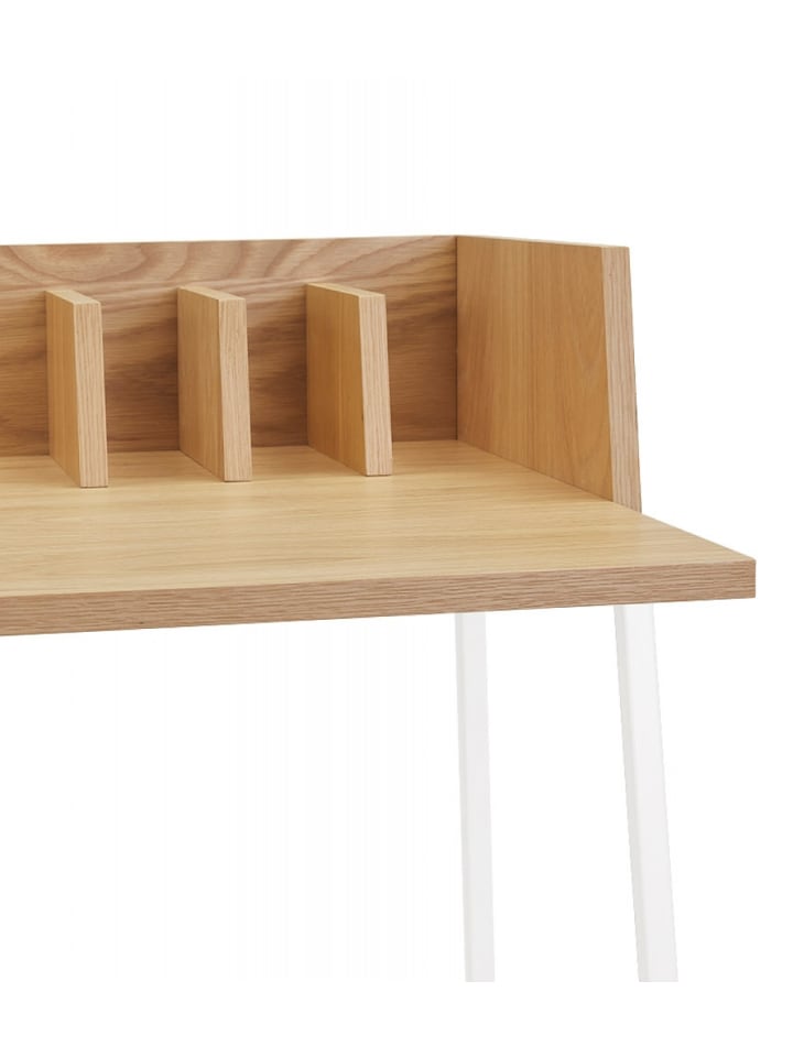 KADIMA DESIGN Gerader Schreibtisch Holz Metall | Skandinavischer Stil in Beige-Weiß günstig kaufen onesize