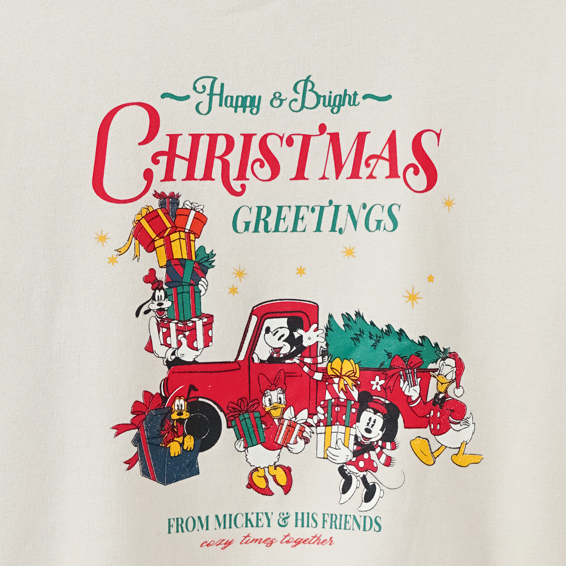 Micky Maus Weihnachtssweatshirt mit Print creme