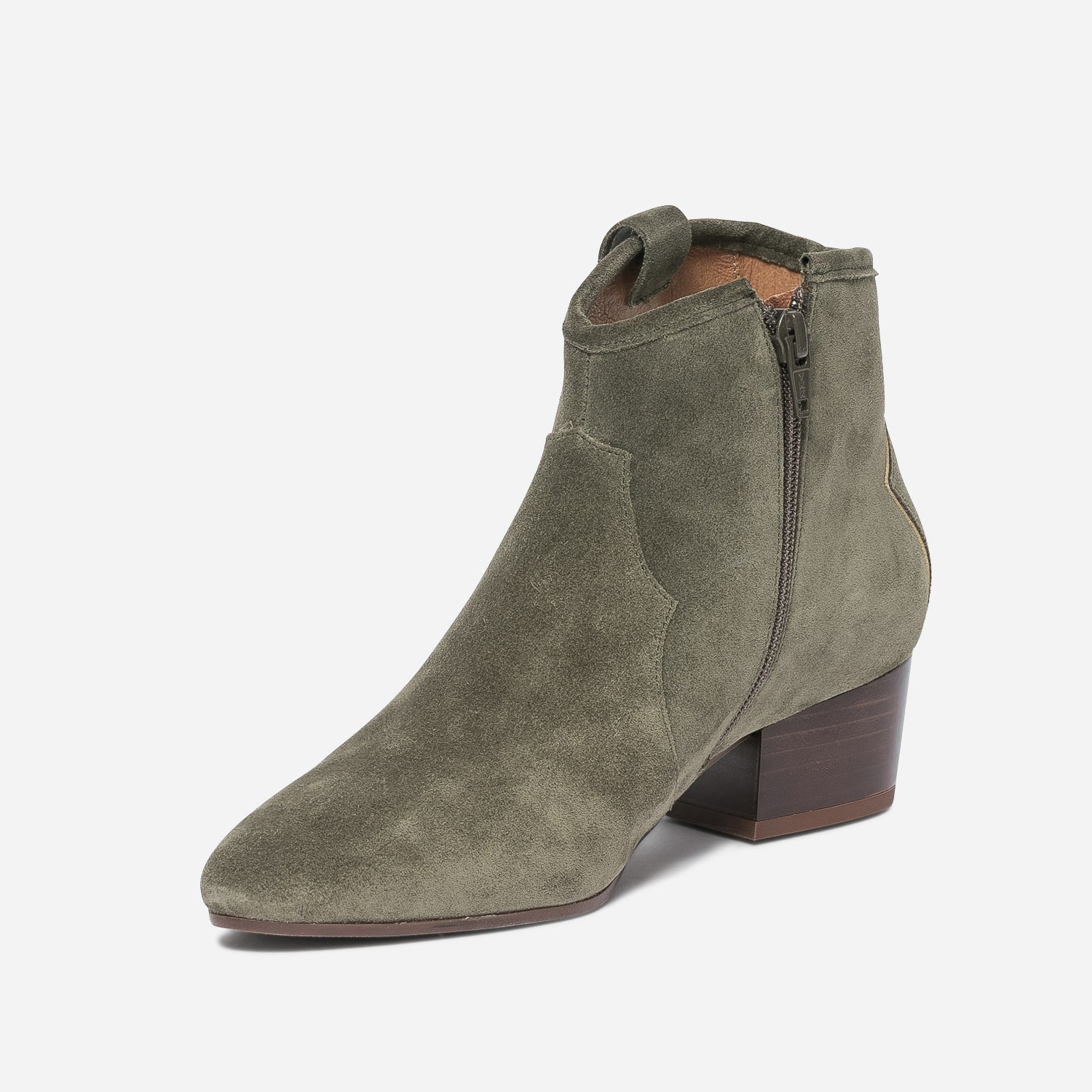 Boots ERAM FLEX kaki en cuir velours