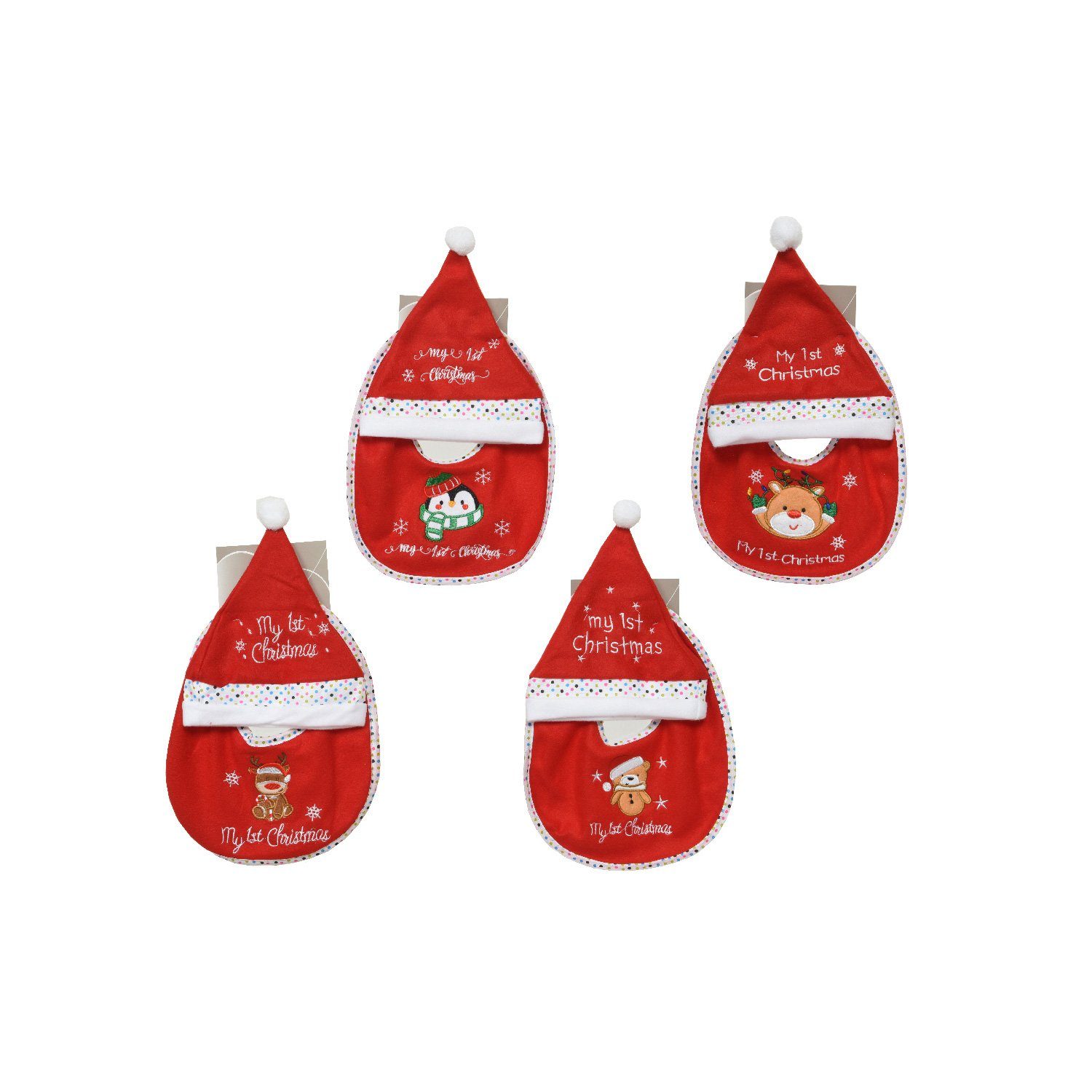 MARELIDA Lätzchen Babyset Weihnachtsmütze Lätzchen Geschenkset mein erstes Weihnachten, (1-St)