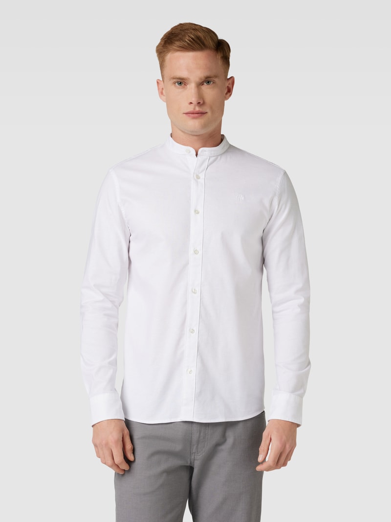 Freizeithemd mit Label-Stitching in weiß
