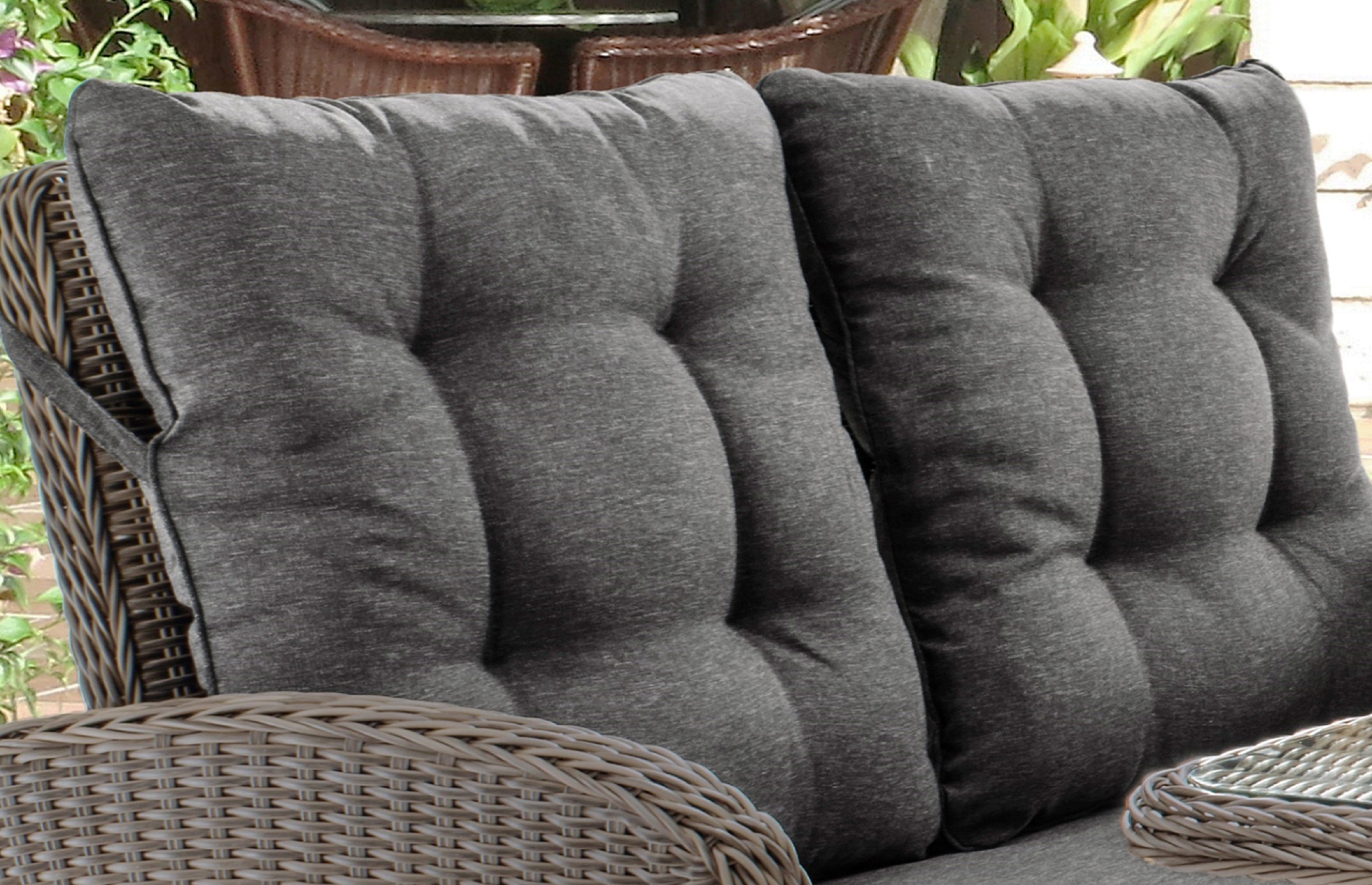 Destiny Gartenlounge-Set MERANO, (Set, 11-tlg), Polyrattan, 2 Sessel, 2er Sofa, 1 Tisch 120x77x66cm, inkl. Auflagen