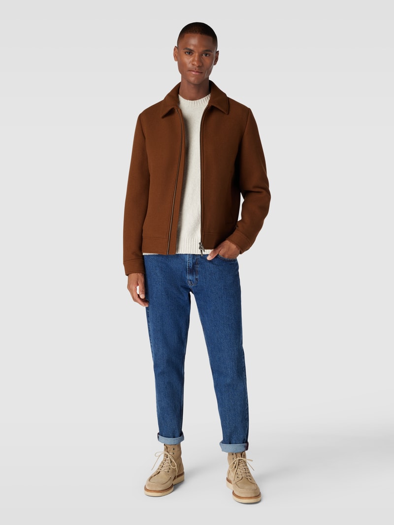 Jacke aus woll-Mix mit Umlegekragen in camel
