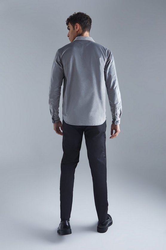 Langärmliges Velour-Hemd