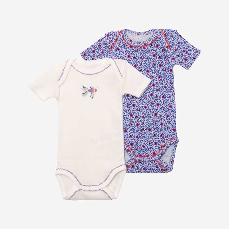 Bodies bébé fille bleu et écru Catimini