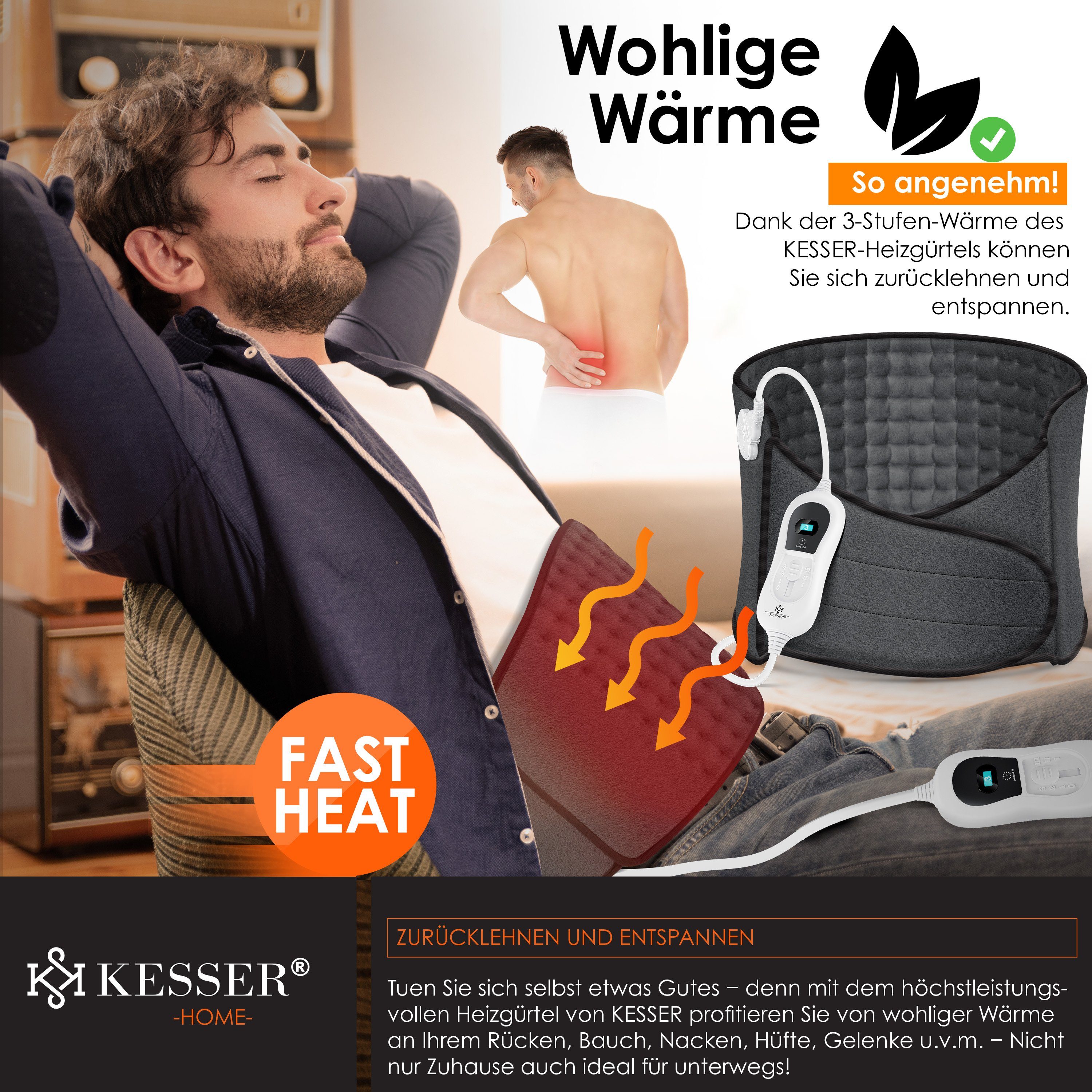 KESSER Heizkissen, Heizkissen elektrisch für Bauch und Rücken Inkl. Tasche