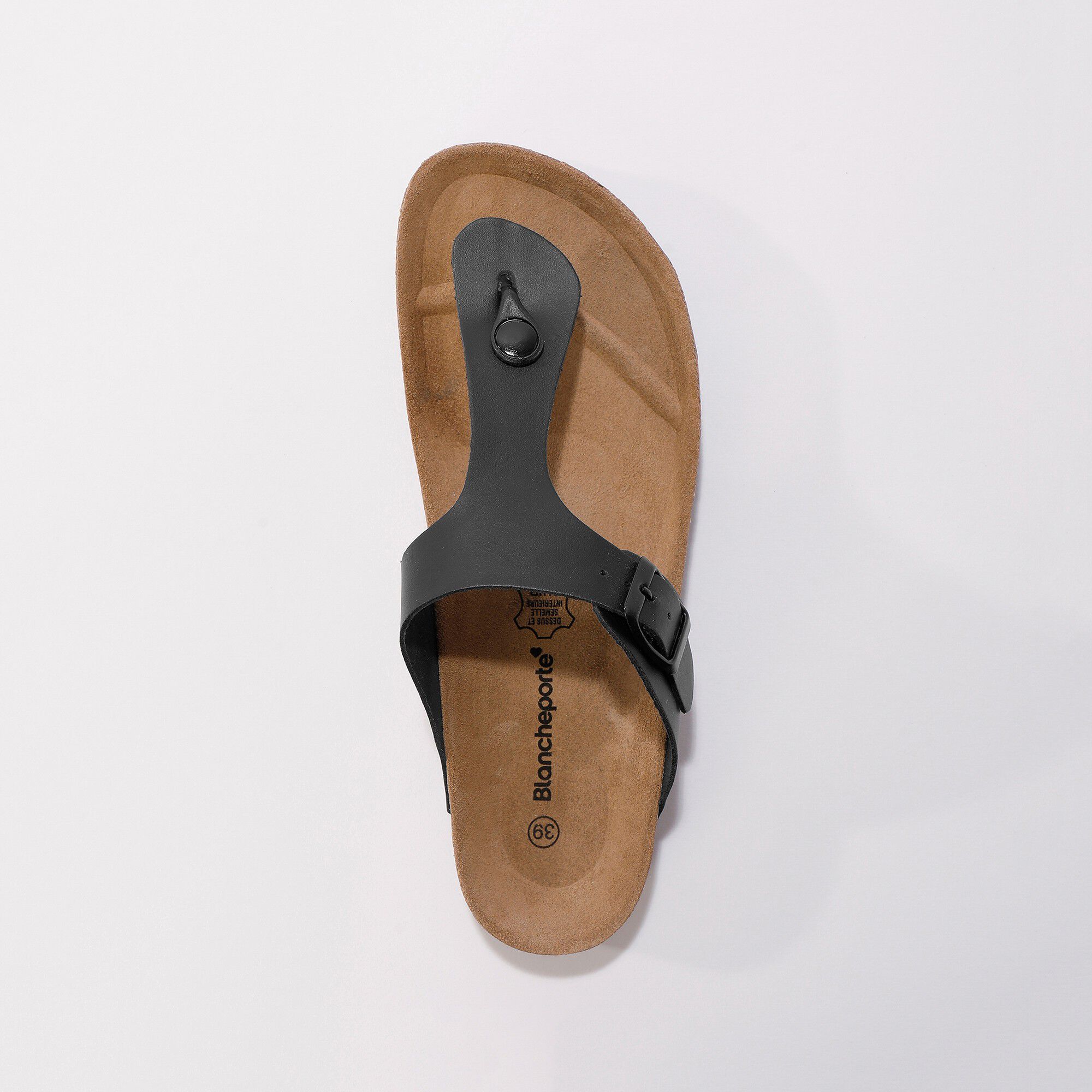 Sandales entredoigts cuir à boucle réglable
