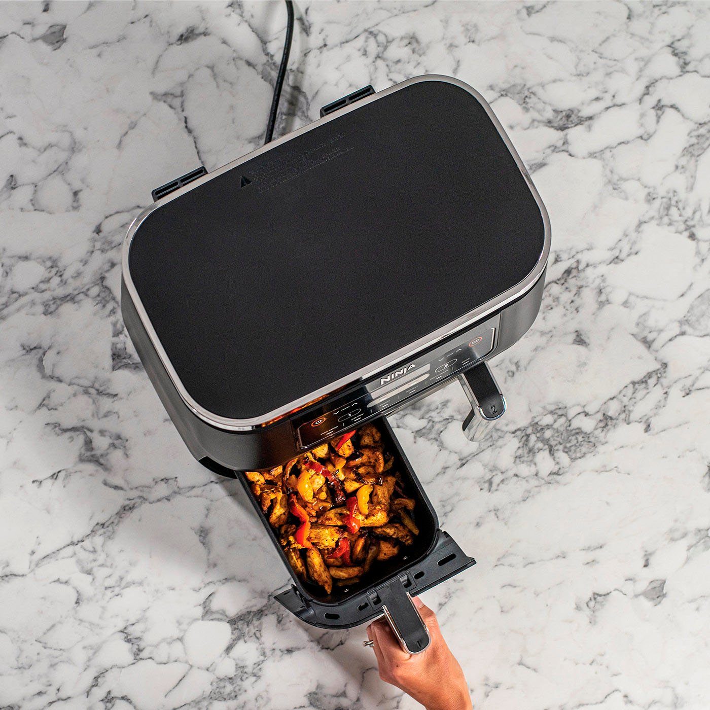 NINJA Heißluftfritteuse Foodi Dual Zone AF300EU, 2400 W, je 0,9 kg Kapazität incl. 2x Knusperblech