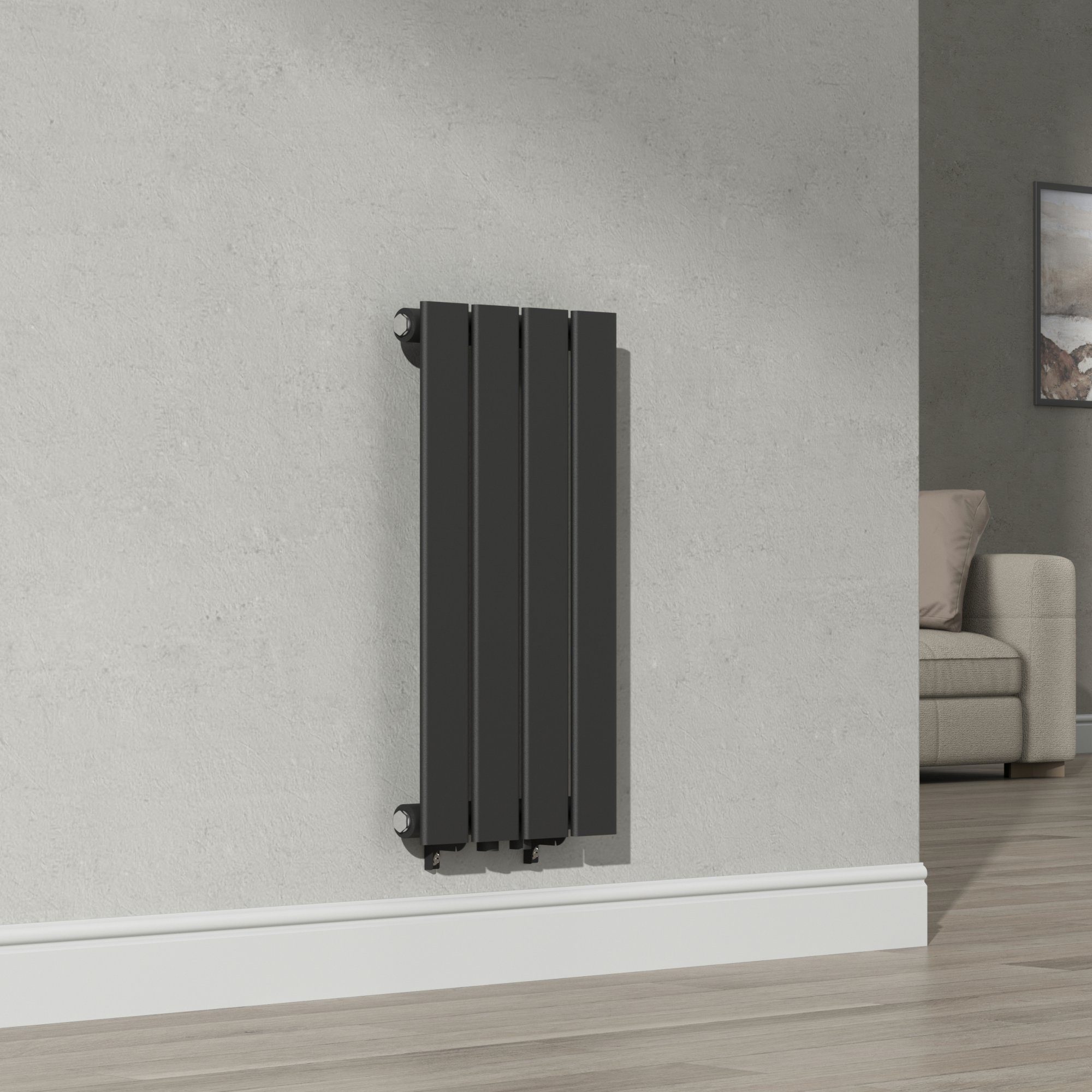 neu.haus Designheizkörper, Nore Flachheizkörper 60x30cm Einlagig Schwarz 249W