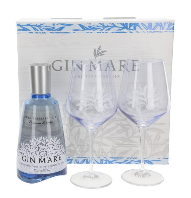 Gin Mare Mediterranean Gin with 2 balloon glasses 0,7 l·42,7 % vol