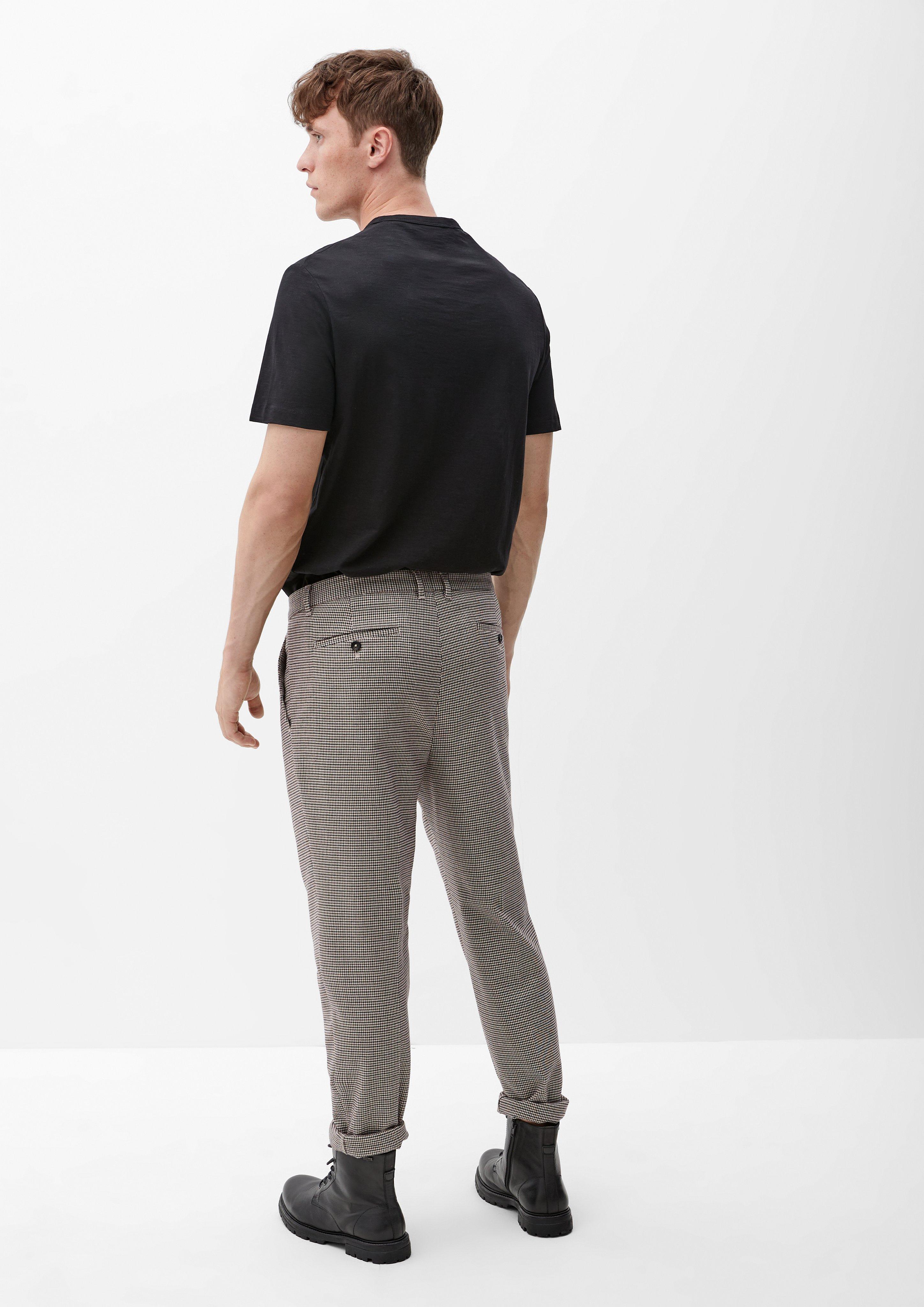 Slim: Gemusterte Bundfaltenhose  2120621-82N3