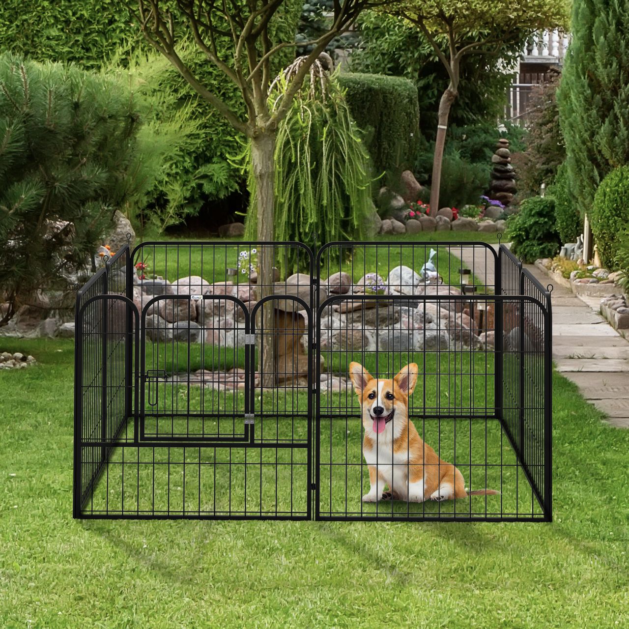 PawHut Welpenauslauf Laufstallr Laufgitter individuell gestaltbar Metall