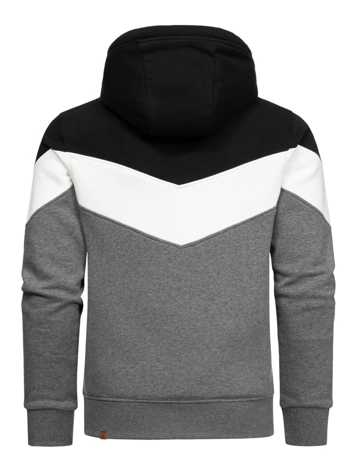 Amaci&Sons Sweatjacke im Block-Design ARDMORE in Schwarz/Anthrazit/Weiß günstig kaufen