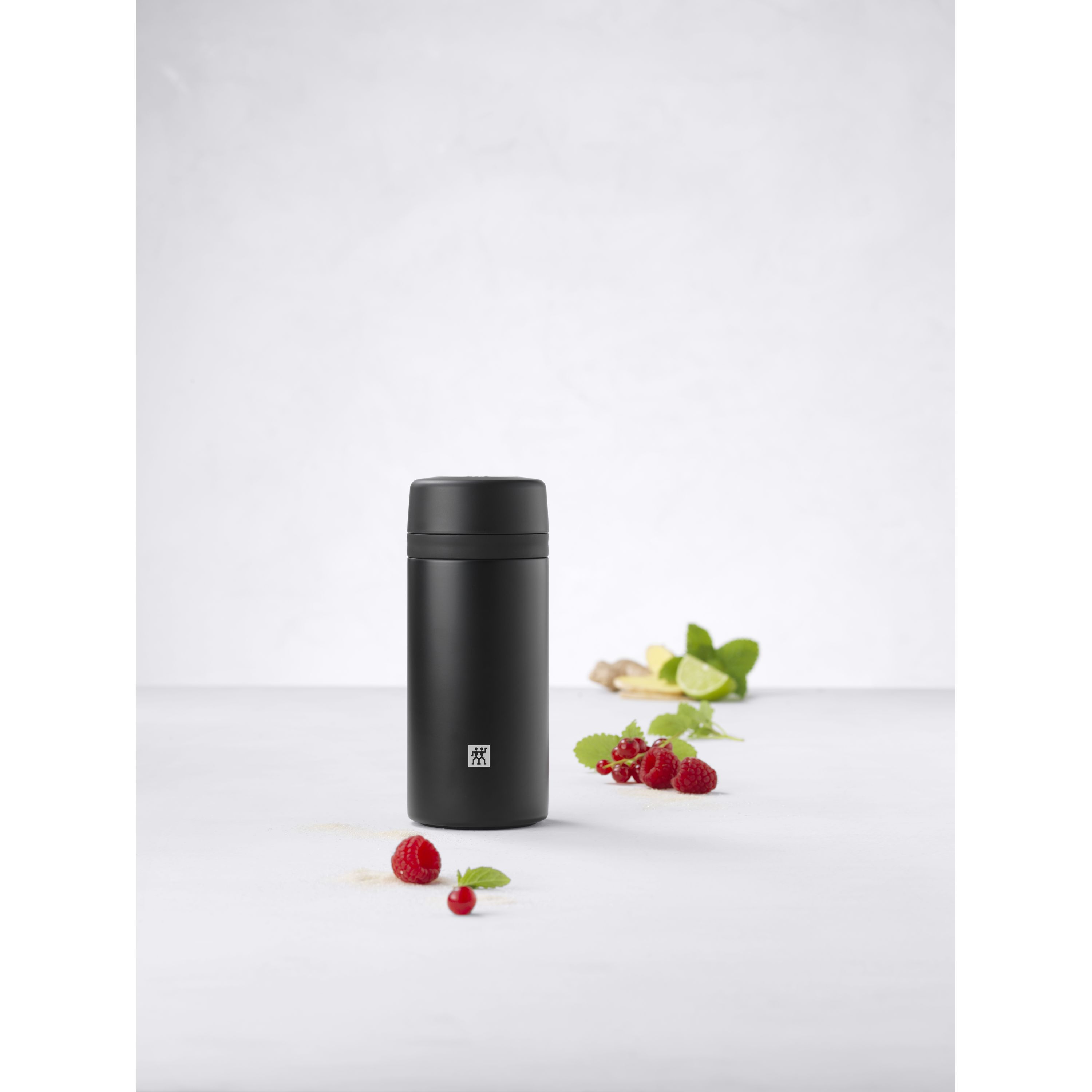 Isolierflasche für Tee & Infused Water, 420 ml, Edelstahl, Schwarz