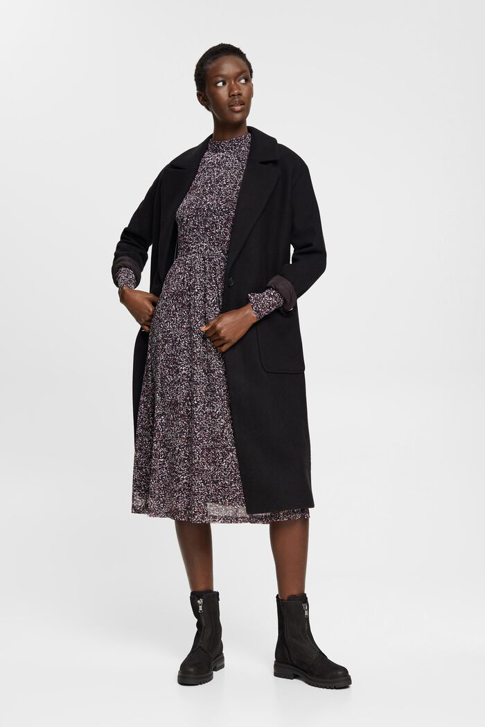Gemustertes Mesh-Kleid mit Mock-Neck