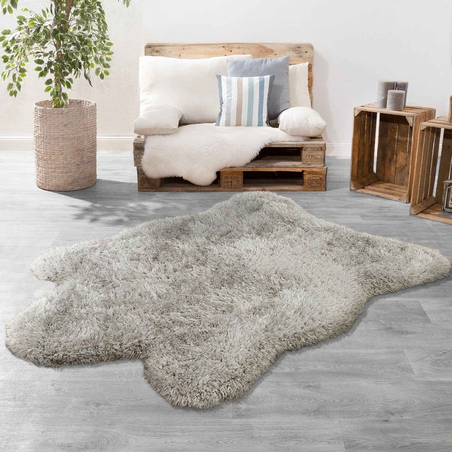 Fellteppich Langflor XXL Fellteppich Modern Einfarbig Ãbergröße, TT Home, rechteckig, Höhe: 54 mm