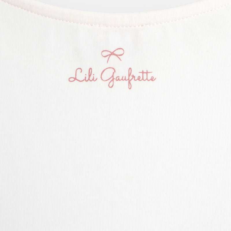 Tshirt blanc dessin crayonné Lili Gaufrette fille
